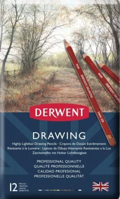 Derwent Zestaw kredek Drawing w metalowej kasecie - - 12 kolorów > Kredki