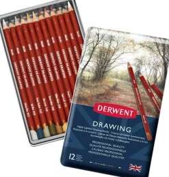Derwent Zestaw kredek Drawing w metalowej kasecie - - 12 kolorów > Kredki