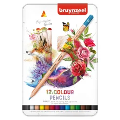 Bruynzeel Zestaw kredek Expression w metalowym etui - - 12 kolorów > Kredki