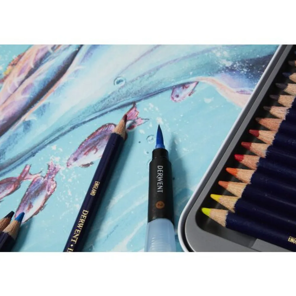 Derwent Zestaw kredek Inktense w metalowej kasecie - - 24 kolory > Kredki
