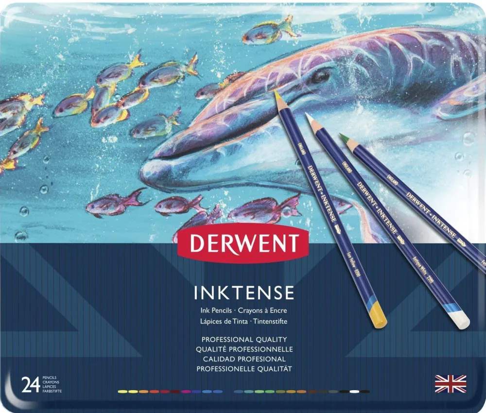 Derwent Zestaw kredek Inktense w metalowej kasecie - - 24 kolory > Kredki