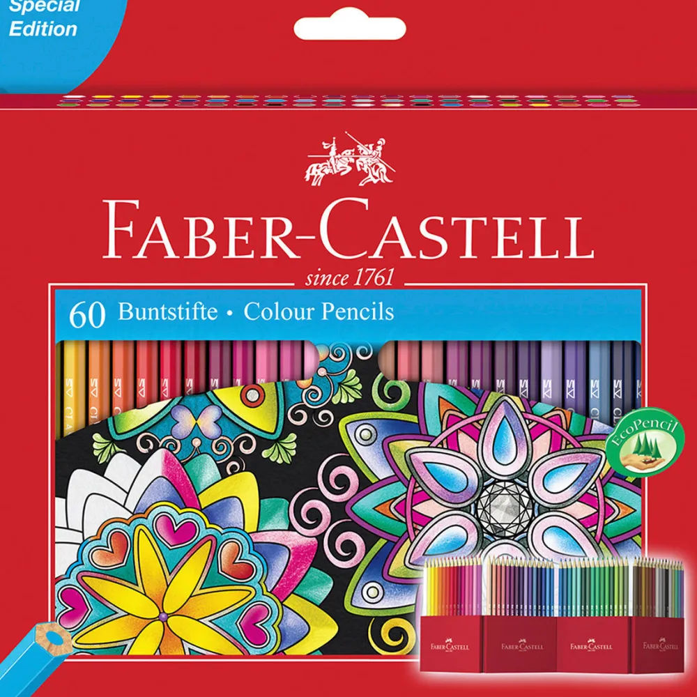 Dzieci Faber-Castell Zestaw kredek ołówkowych w pudełku, Zamek - - 60 kolorów