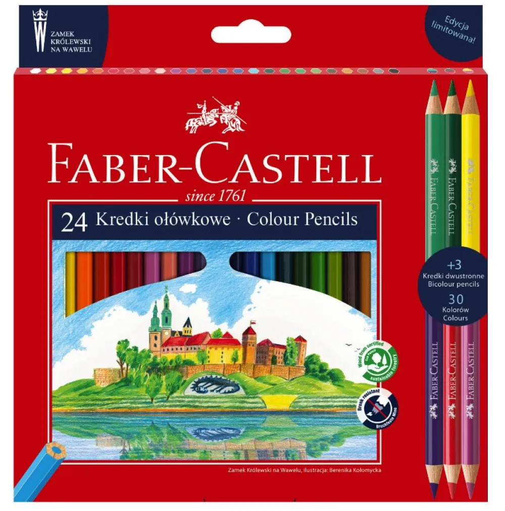 Faber-Castell Zestaw kredek ołówkowych Zamek na Wawelu - - 30 kolorów