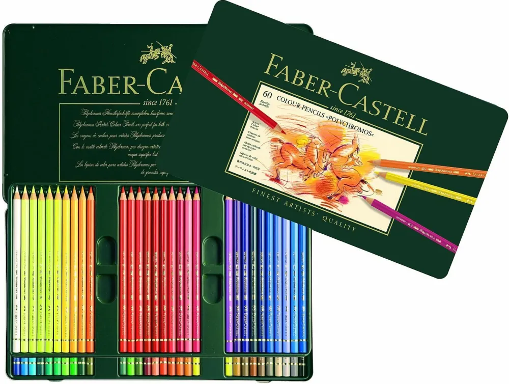 Faber-Castell Zestaw kredek Polychromos w kasecie metalowej - - 60 kolorów