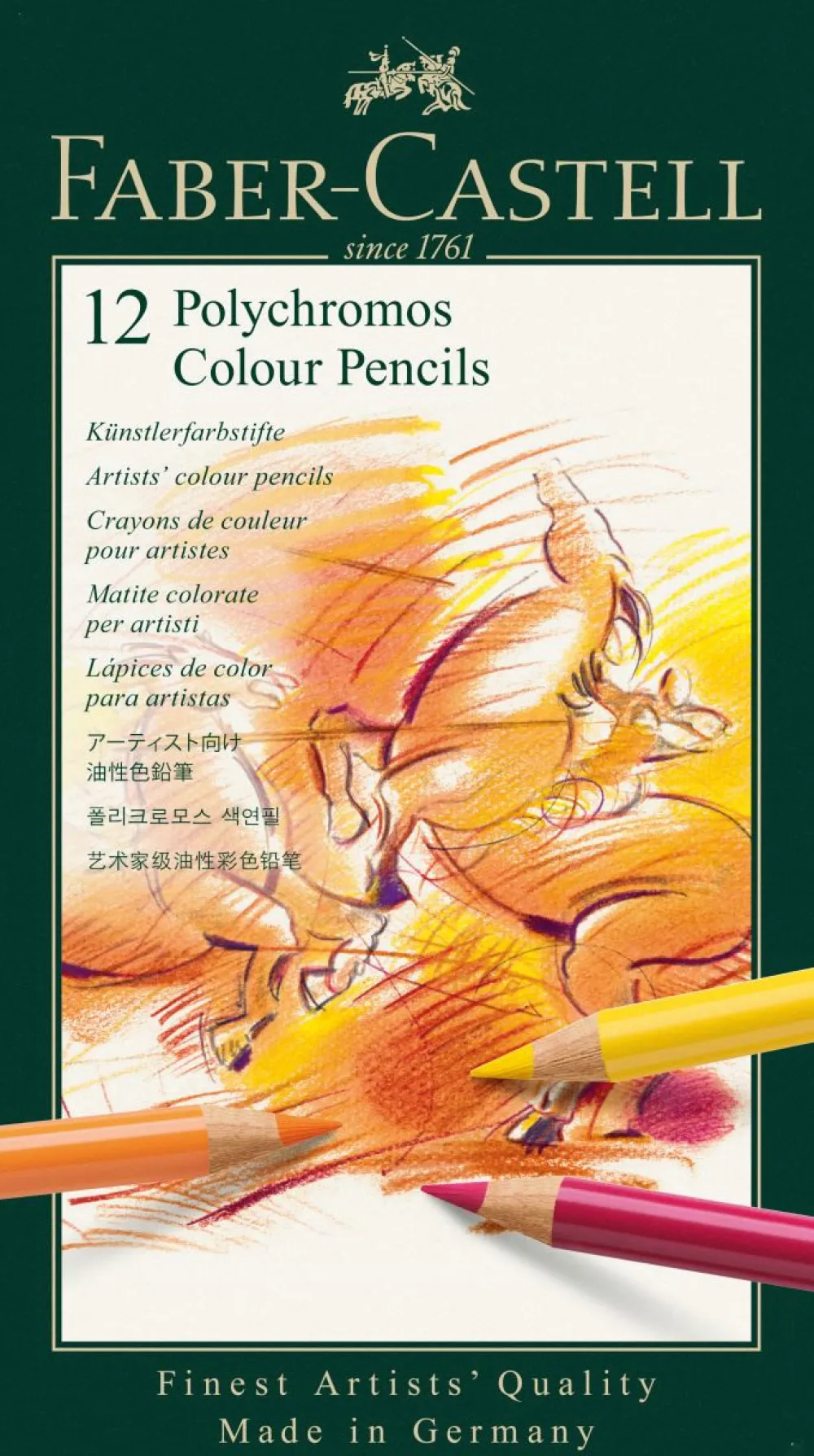 Faber-Castell Zestaw kredek Polychromos w kasecie metalowej - - 12 kolorów > Kredki