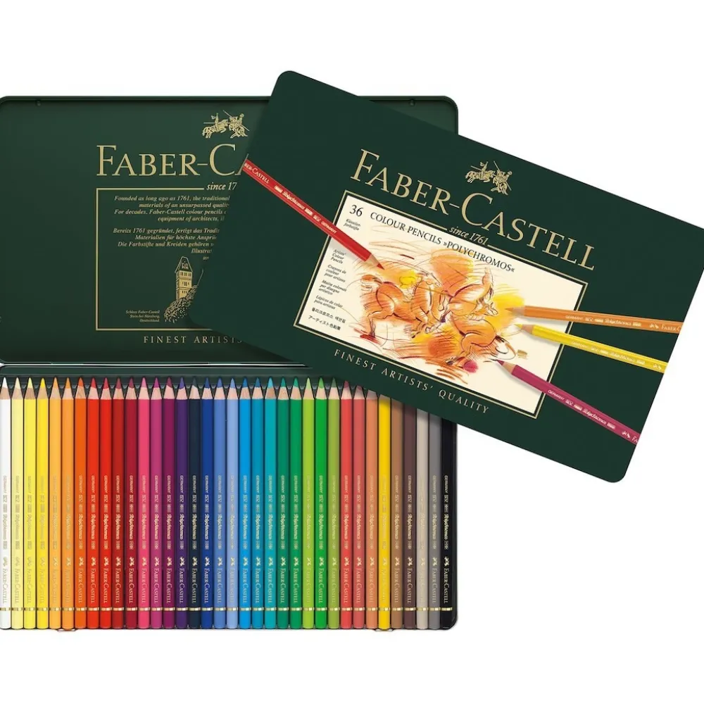 Faber-Castell Zestaw kredek Polychromos w kasecie metalowej - - 36 kolorów > Zestawy Do Rysunku|Kredki