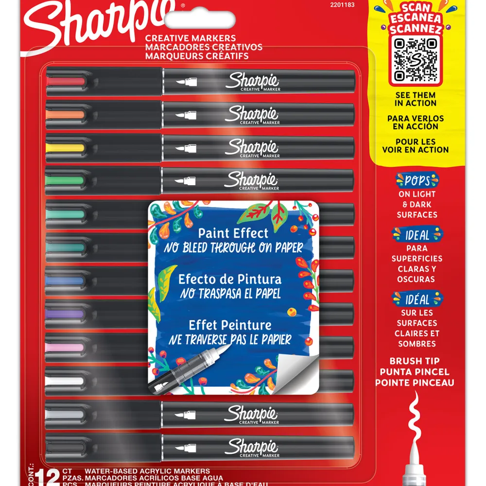 Sharpie Zestaw markerów akrylowych pędzelkowych Brush - - 12 szt. > Markery, Brushpeny I Pisaki
