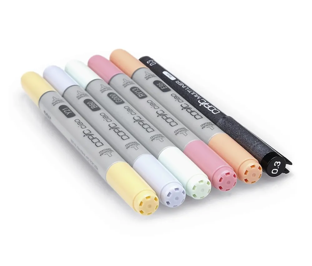 Copic Zestaw markerów dwustronnych Ciao z cienkopisem - Pastels 6 szt. > Markery, Brushpeny I Pisaki