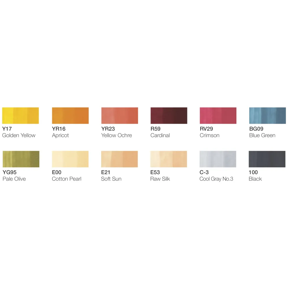 Copic Zestaw markerów dwustronnych Ciao Manga Tones 1 - 12 szt. > Markery, Brushpeny I Pisaki