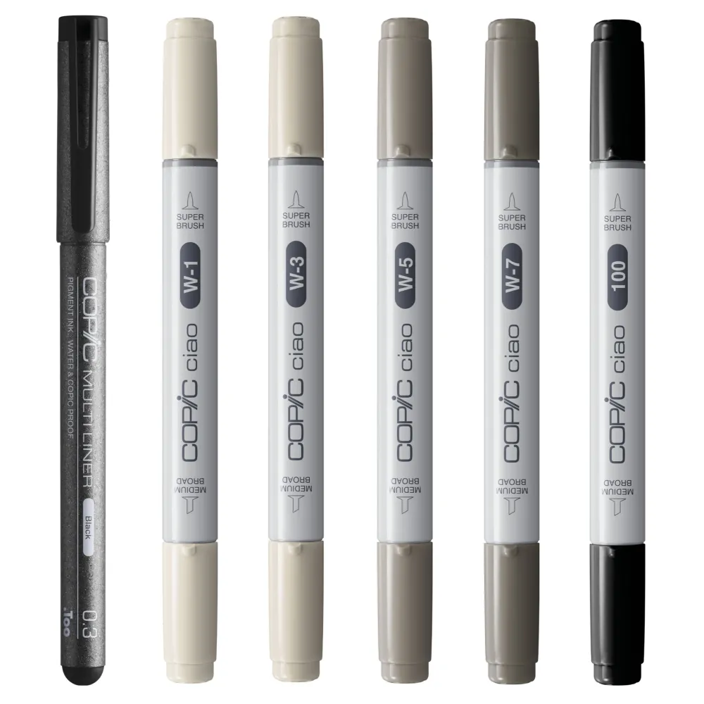 Copic Zestaw markerów dwustronnych Ciao Shade - Warm Gray & Black 6 szt.