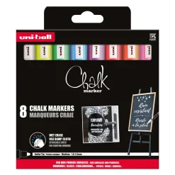 Uni Zestaw markerów kredowych do tablic Chalk - - 8 kolorów ><noscript><img width=