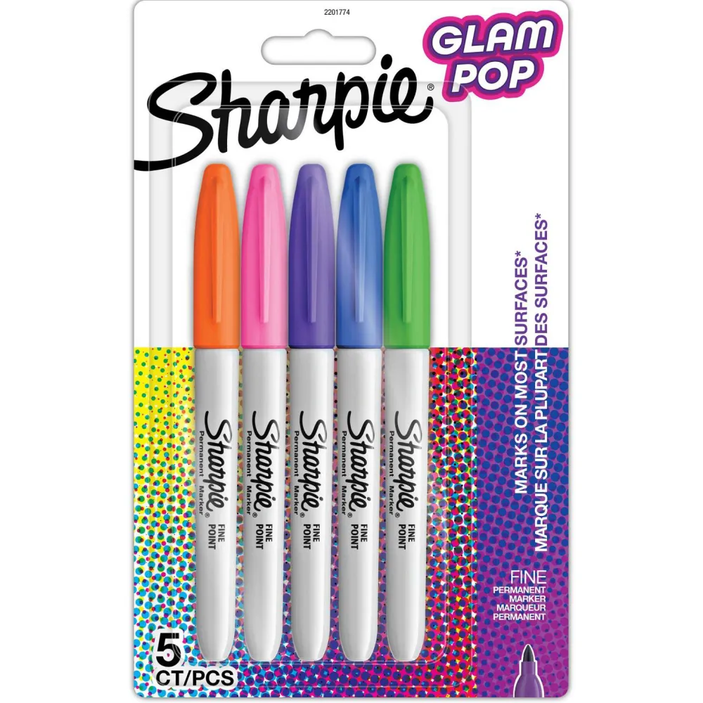 Sharpie Zestaw markerów permanentnych Glam Pop - - 1 mm, 5 szt.