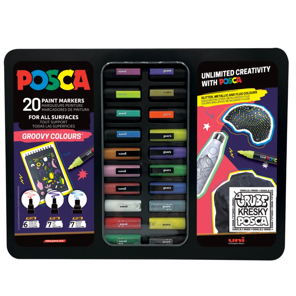Uni Posca Zestaw markerów Posca Groovy Colours - Uni - 20 kolorów > Markery, Brushpeny I Pisaki