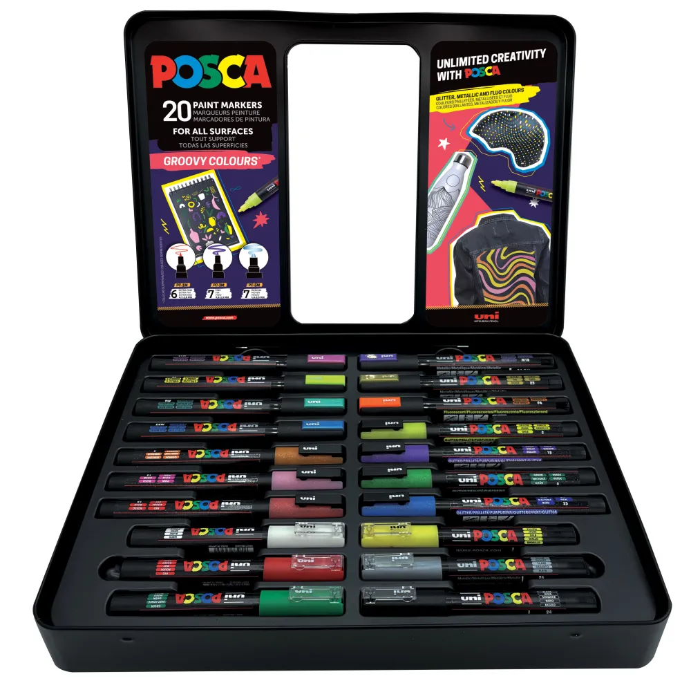 Uni Posca Zestaw markerów Posca Groovy Colours - Uni - 20 kolorów > Markery, Brushpeny I Pisaki