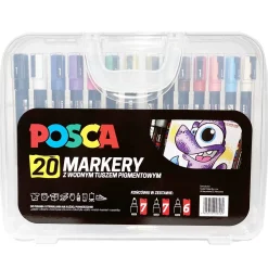 Uni Posca Zestaw markerów Posca w plastikowej walizce - Uni - 20 szt. ><noscript><img width=