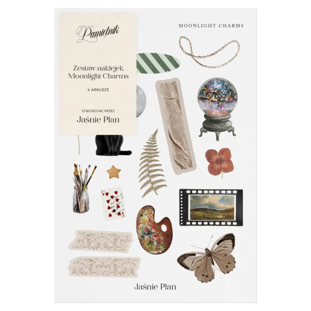 Jasnie Plan Zestaw naklejek Moonlight Charms do pamiętnika - Jaśnie Plan > Naklejki Do Notatek