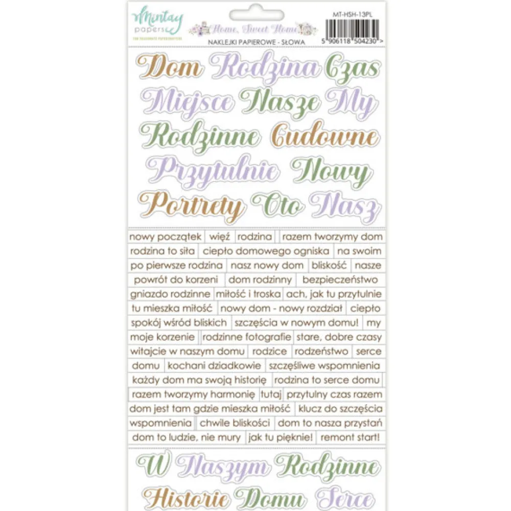 Mintay by Karola Zestaw naklejek papierowych 15,2 x 20,3 cm - Mintay - Home Sweet Home > Papiery Do Scrapbookingu