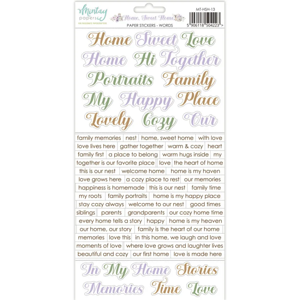 Mintay by Karola Zestaw naklejek papierowych 15,2 x 20,3 cm - Mintay - Home Sweet Home, wersja angielska