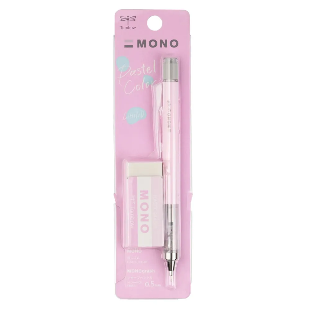 Tombow Zestaw ołówek MONO Graph + gumka - - Pink > Ołówki