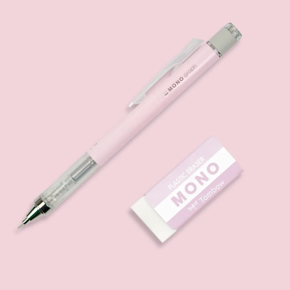Tombow Zestaw ołówek MONO Graph + gumka - - Pink > Ołówki