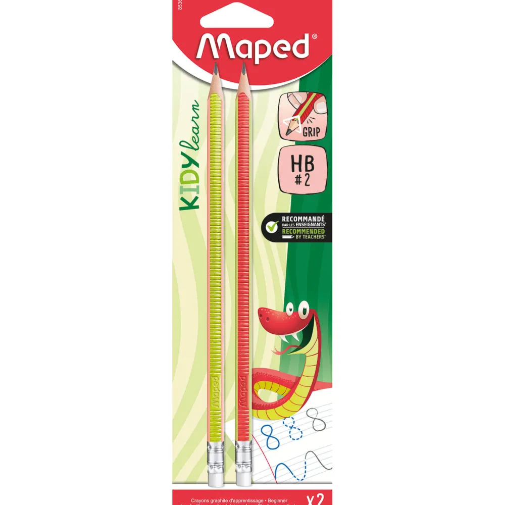 Maped Zestaw ołówków antypoślizgowych z gumką Kidy Learn - - HB, 2 szt. > Dzieci Długopisy I Ołówki Dla Dzieci