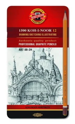 KOH-I-NOOR Zestaw ołówków 1500 Art 8B-2H - - 12 szt.