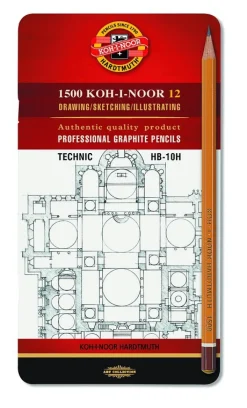 KOH-I-NOOR Zestaw ołówków 1500 Technic HB-10H - - 12 szt. > Ołówki