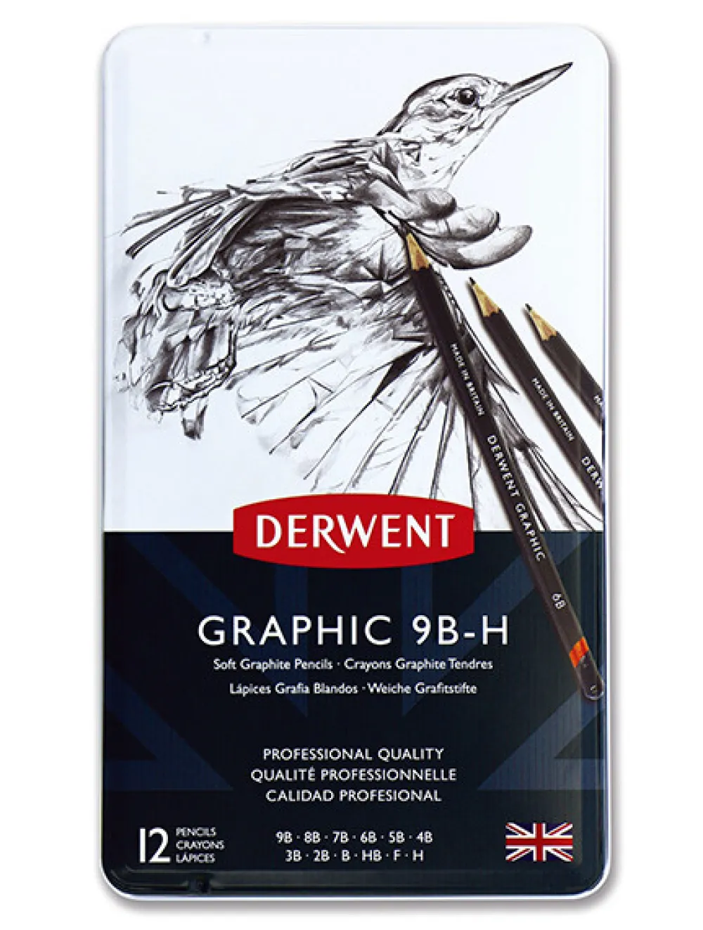 Derwent Zestaw ołówków technicznych Graphic w metalowym etui - - soft, 12 szt.