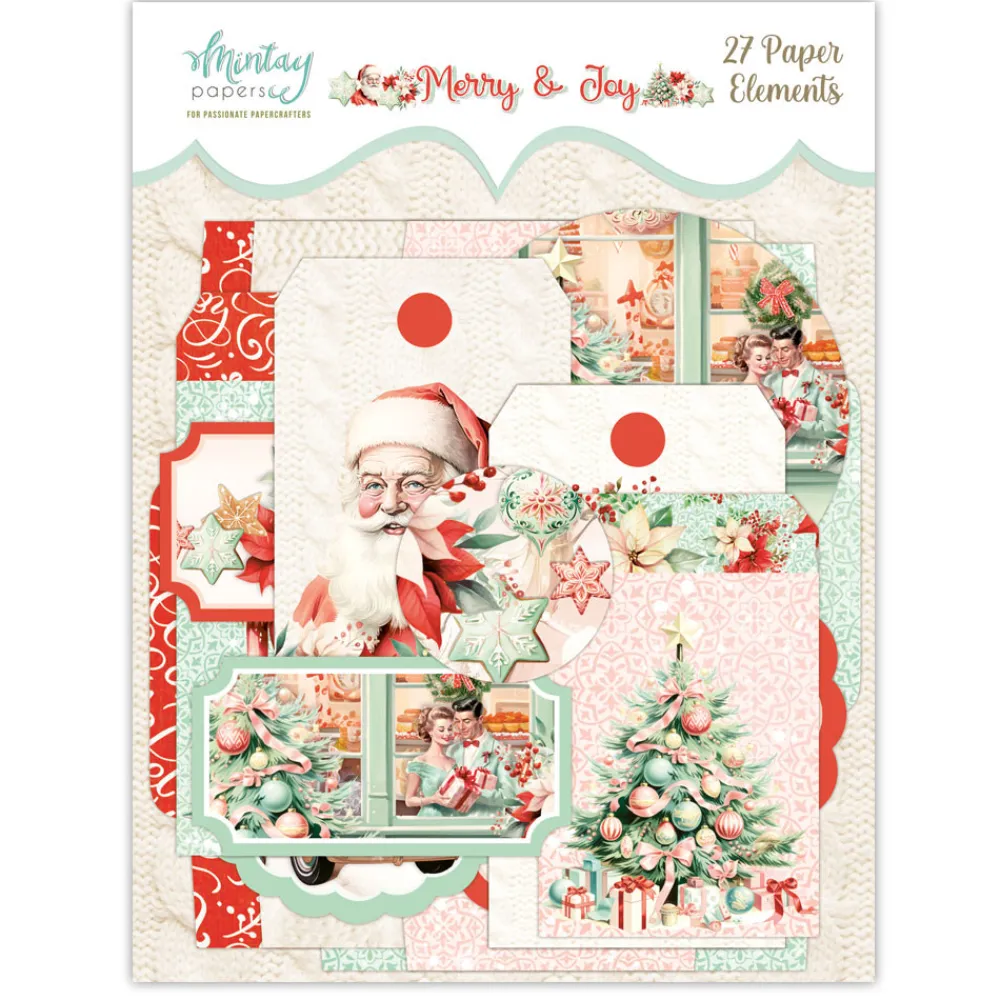 Mintay by Karola Zestaw papierowych tagów i kopert - Mintay - Merry & Joy, 27 szt.