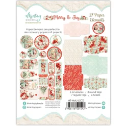 Mintay by Karola Zestaw papierowych tagów i kopert - Mintay - Merry & Joy, 27 szt.