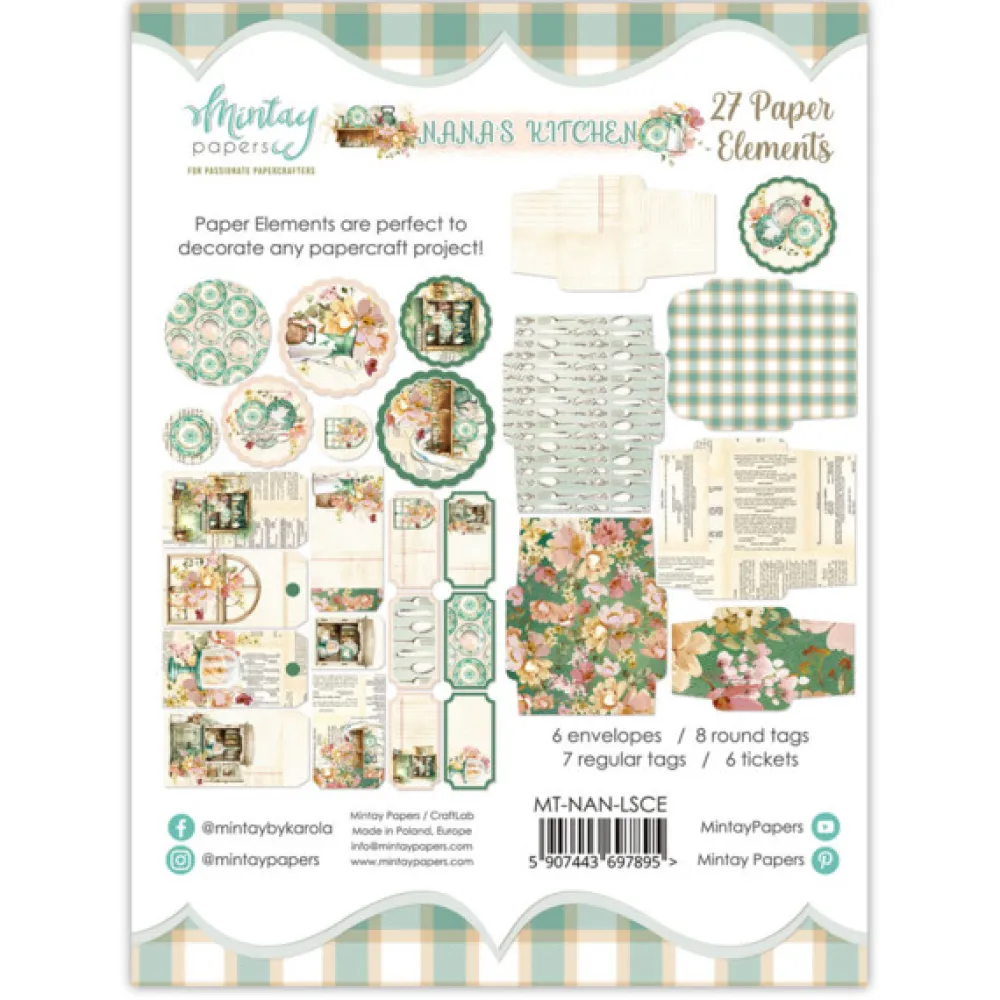 Mintay by Karola Zestaw papierowych tagów - Mintay - Nana's Kitchen, 27 szt.