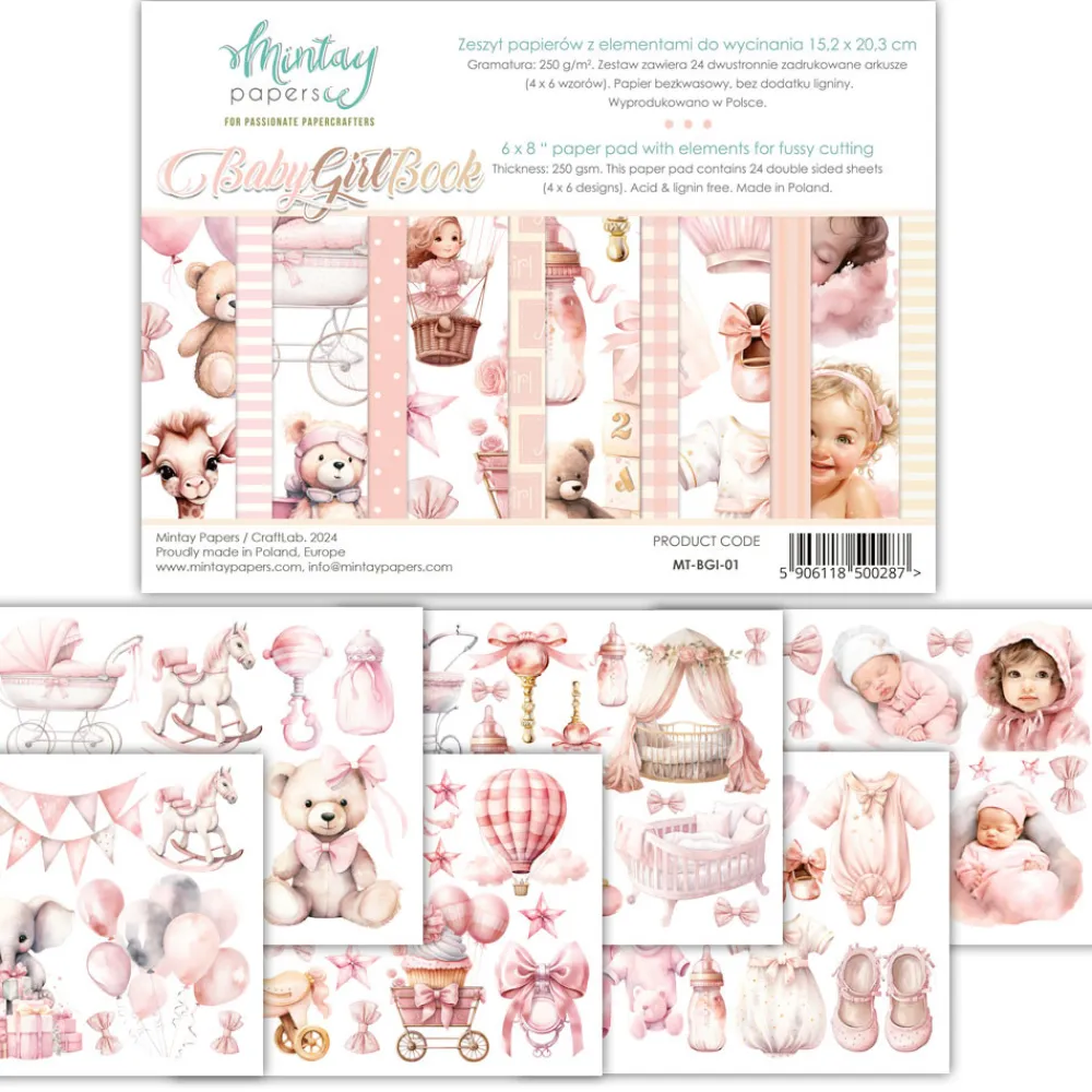 Mintay by Karola Zestaw papierów do scrapbookingu 15,2 x 20,3 cm - Mintay - Baby Girl Book