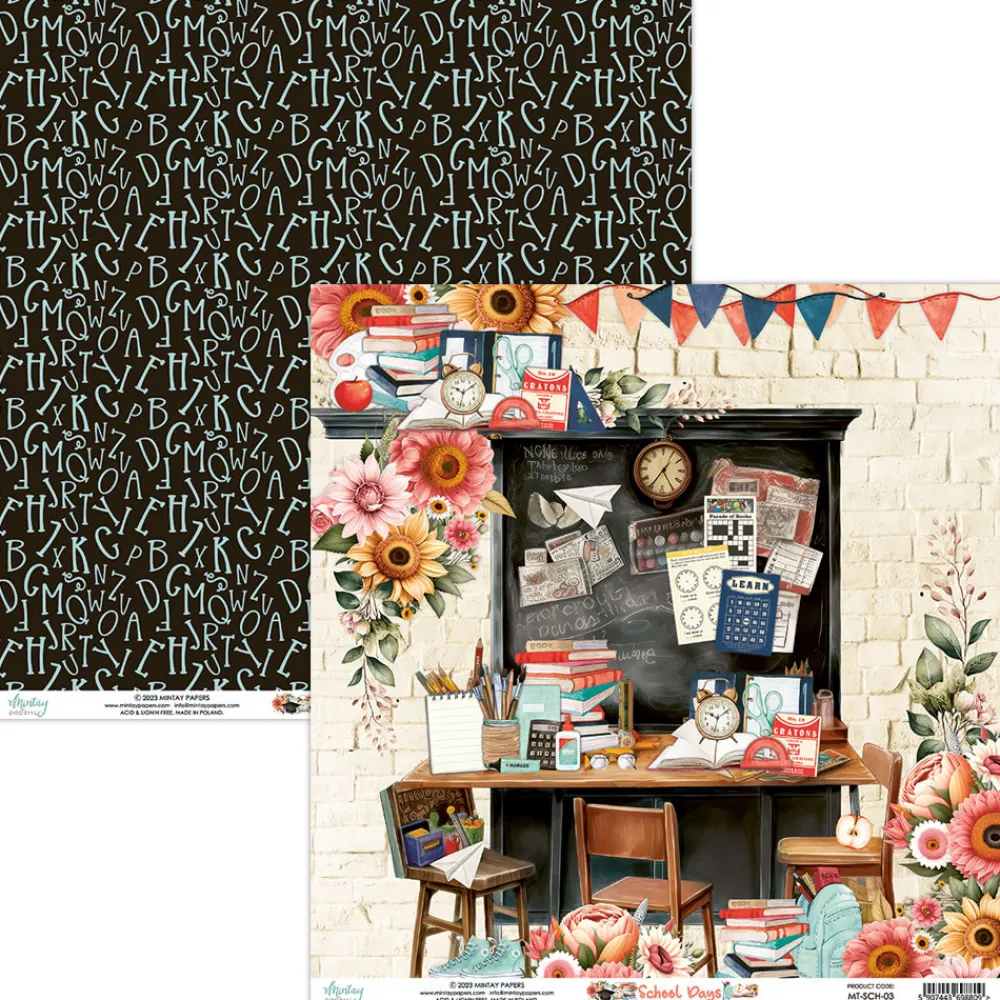 Mintay by Karola Zestaw papierów do scrapbookingu 15,2 x 15,2 cm - Mintay - School Days