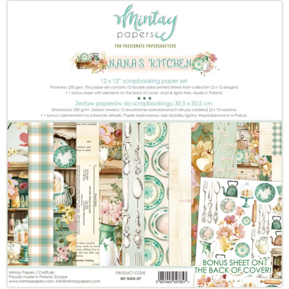 Mintay by Karola Zestaw papierów do scrapbookingu 30,5 x 30,5 cm - Mintay - Nana's Kitchen > Papiery Do Scrapbookingu
