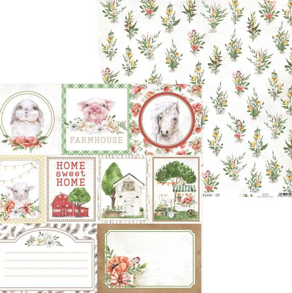 Piatek Trzynastego Zestaw papierów do scrapbookingu 15,3 x 15,3 cm - Piątek Trzynastego - Farm Sweet Farm