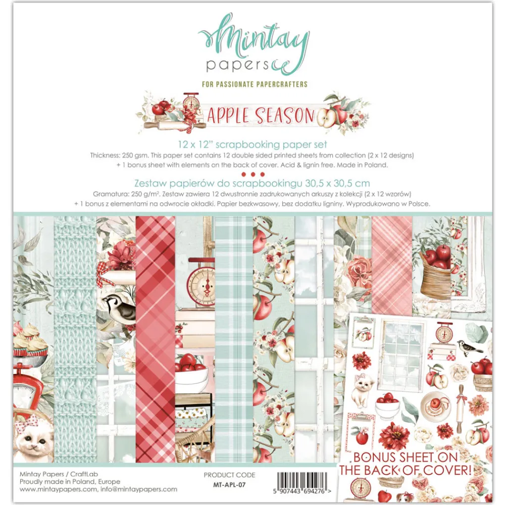Mintay by Karola Zestaw papierów do scrapbookingu 30,5 x 30,5 cm - Mintay - Apple Season > Papiery Do Scrapbookingu