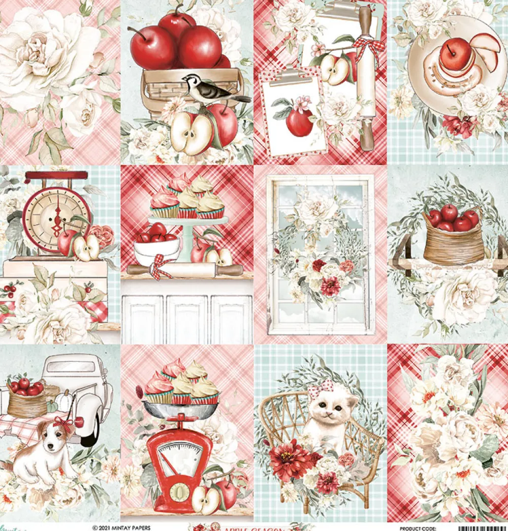 Mintay by Karola Zestaw papierów do scrapbookingu 30,5 x 30,5 cm - Mintay - Apple Season > Papiery Do Scrapbookingu