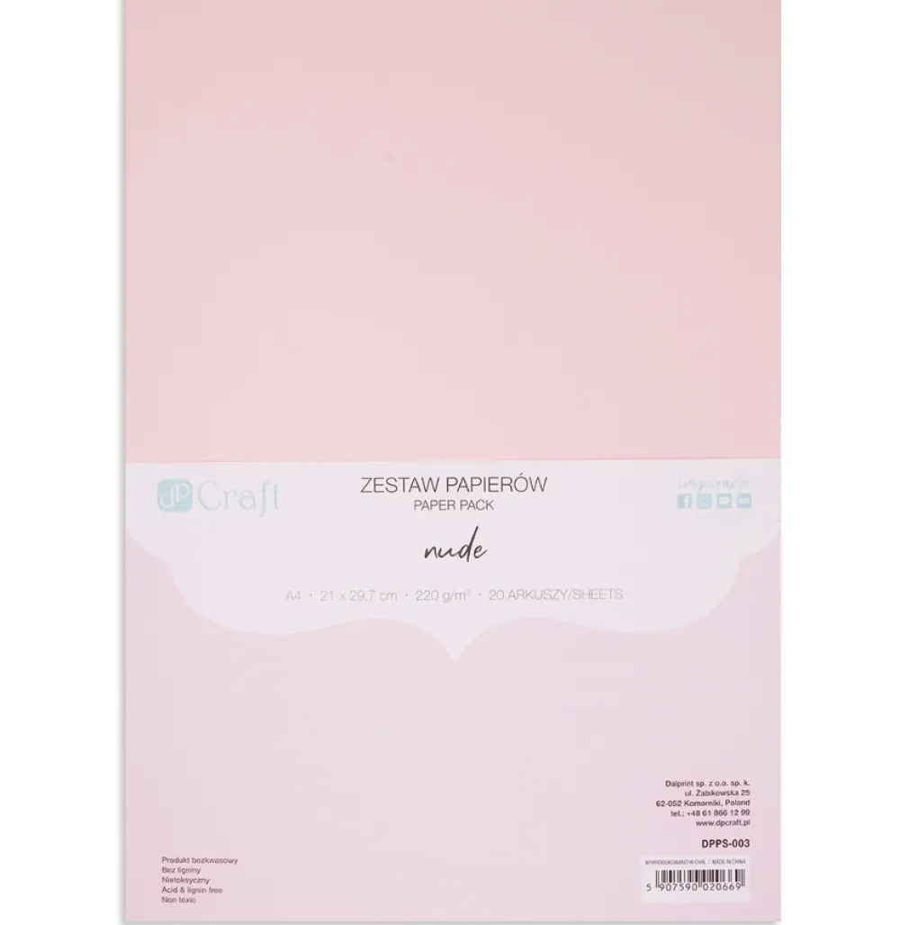 dpCraft Zestaw papierów - - Nude A4 220 g 20 ark.