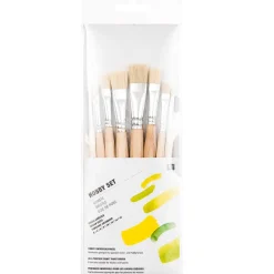Rico Design Zestaw płaskich naturalnych pędzli Hobby Set - - 8 szt. > Zestawy Pędzli|Pędzle Naturalne