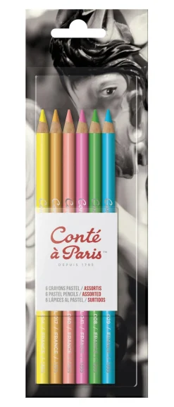 Conte a Paris Zestaw pasteli suchych w kredce - Conté à Paris - jaskrawe odcienie, 6 szt.