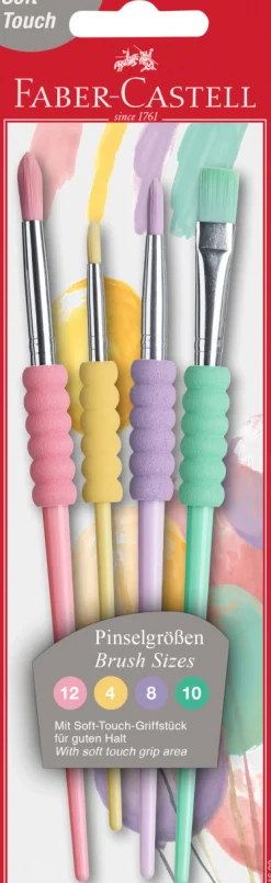 Dzieci Faber-Castell Zestaw pędzelków szkolnych z miękkim uchwytem - - 4 szt.
