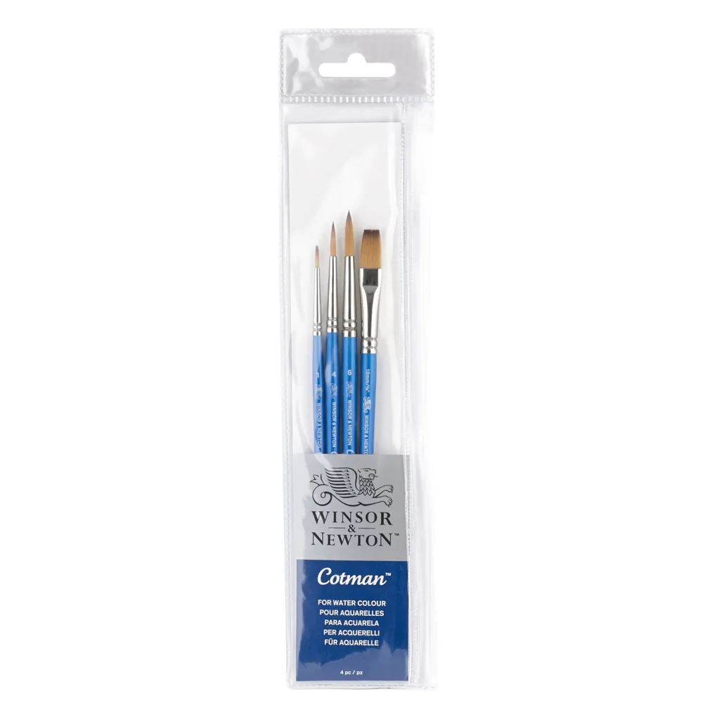 Winsor & Newton Zestaw pędzli Cotman - - krótka rączka, 4 szt.