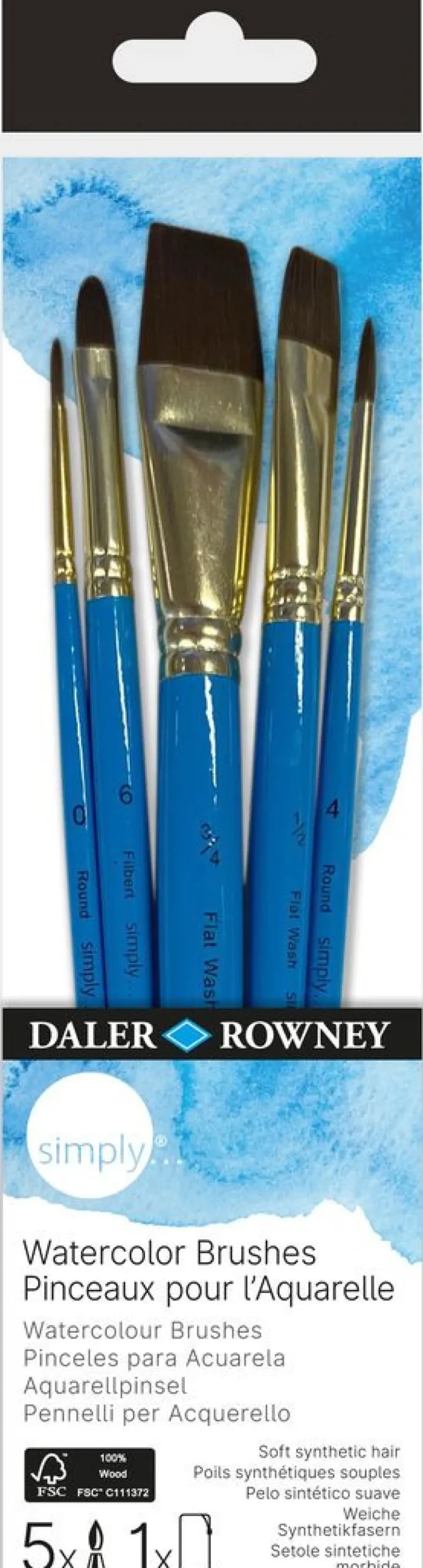 Daler Rowney Zestaw pędzli do akwareli Simply Watercolor - - 5 szt.