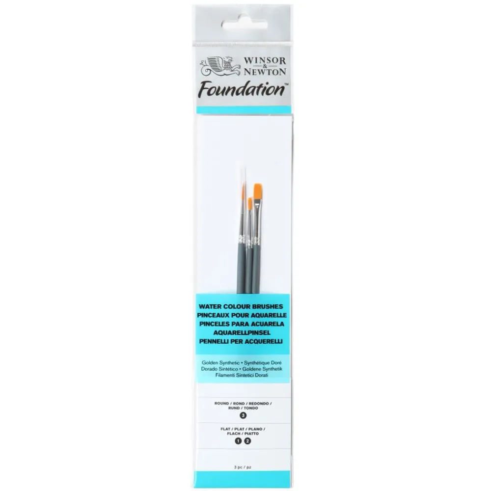 Winsor & Newton Zestaw pędzli Foundation do akwareli - - 3 szt. > Pędzle Syntetyczne|Zestawy Pędzli