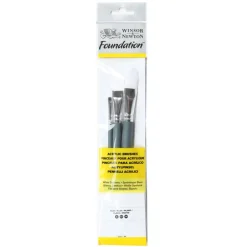 Winsor & Newton Zestaw pędzli Foundation do akryli - - okrągłe, 3 szt. > Pędzle Syntetyczne|Zestawy Pędzli