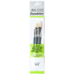 Winsor & Newton Zestaw pędzli Foundation do oleju - - płaskie, 3 szt.