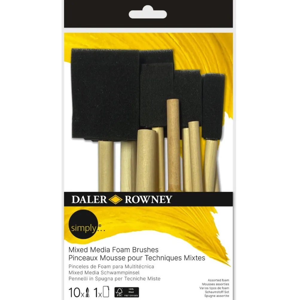 Daler Rowney Zestaw pędzli gąbkowych Mixed Media - - 10 szt. > Pędzle Gąbkowe|Zestawy Pędzli