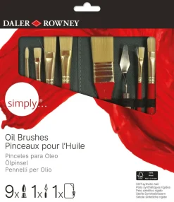 Daler Rowney Zestaw pędzli i akcesoriów Simply Oil - - 10 szt. > Pędzle Syntetyczne|Zestawy Pędzli