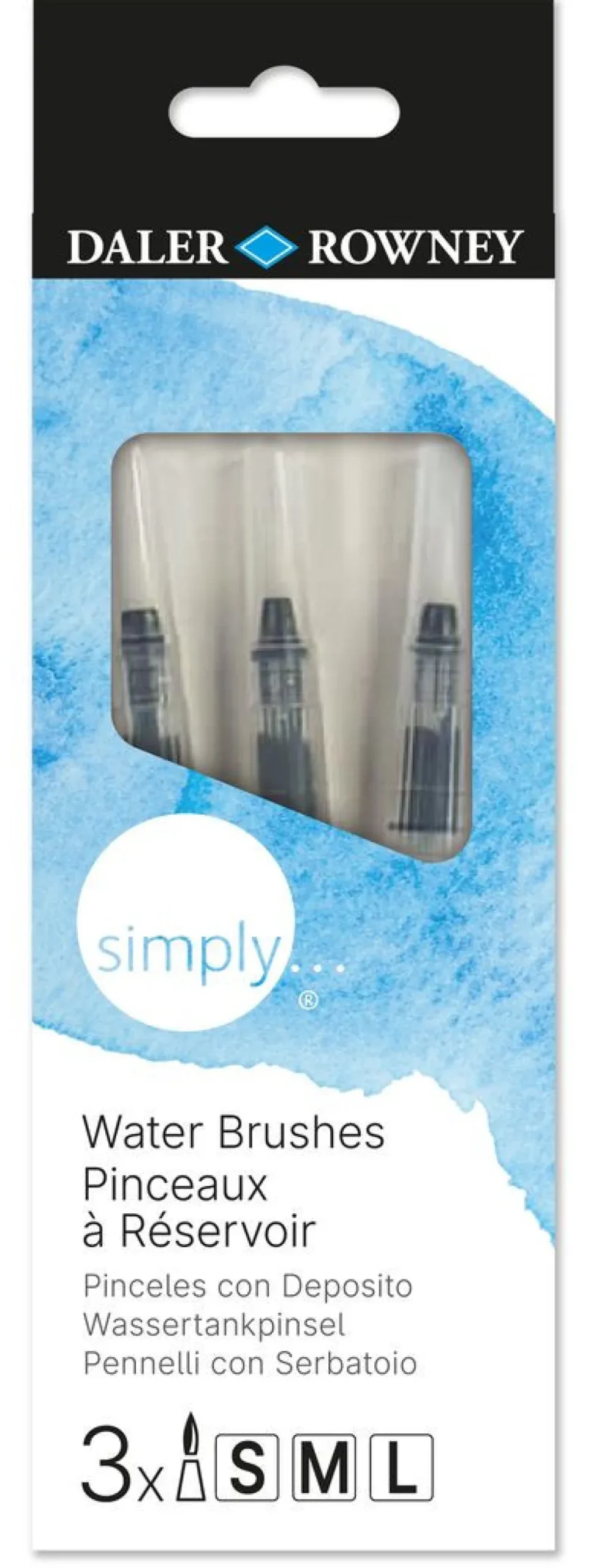 Daler Rowney Zestaw pędzli na wodę Simply - - 3 szt.