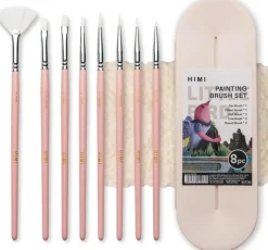 HIMI Zestaw pędzli syntetycznych Little Bird w etui - - Pink 8 szt.